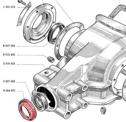 Montage d'origine de la cage pour joint SPI du nez de d&eacute;multiplicateur